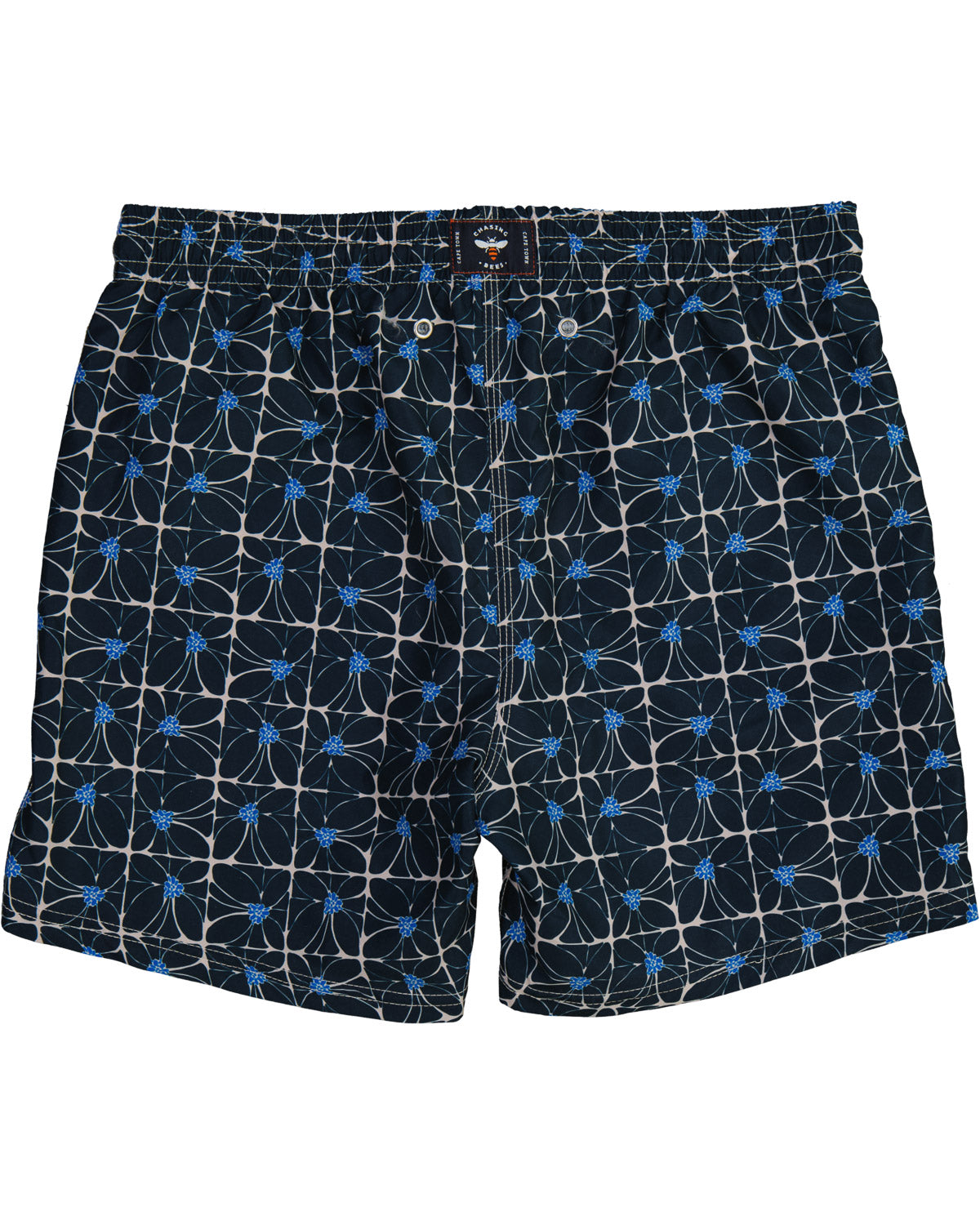 Flower Grid Navy Swim Shorts