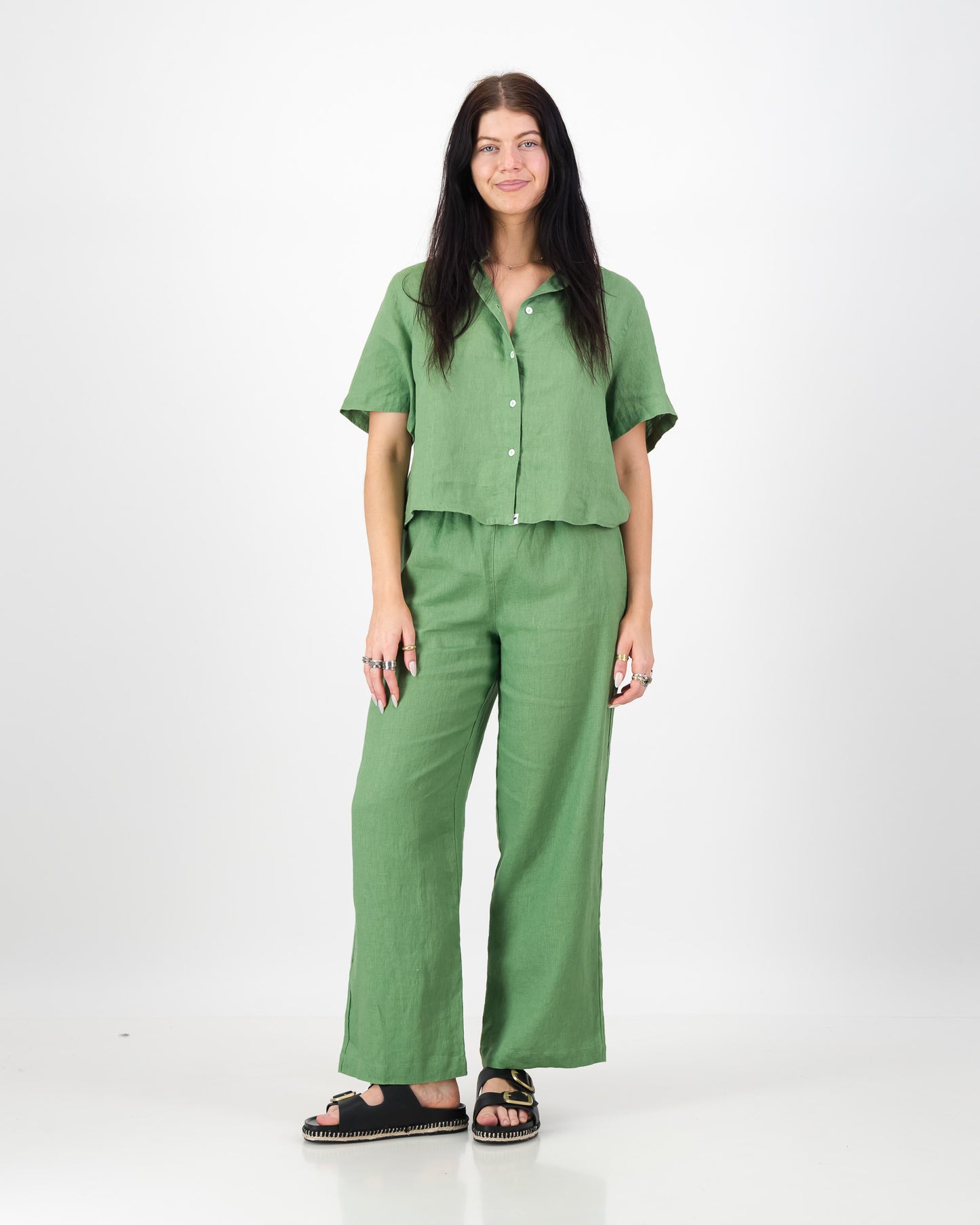 Womens Linen Wide Leg Pant