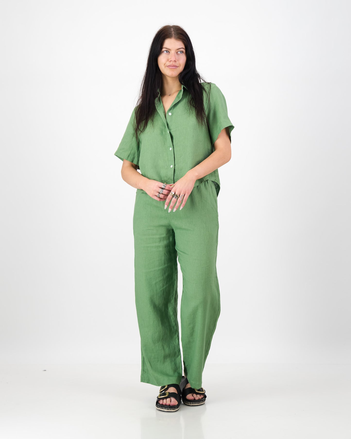 Womens Linen Wide Leg Pant