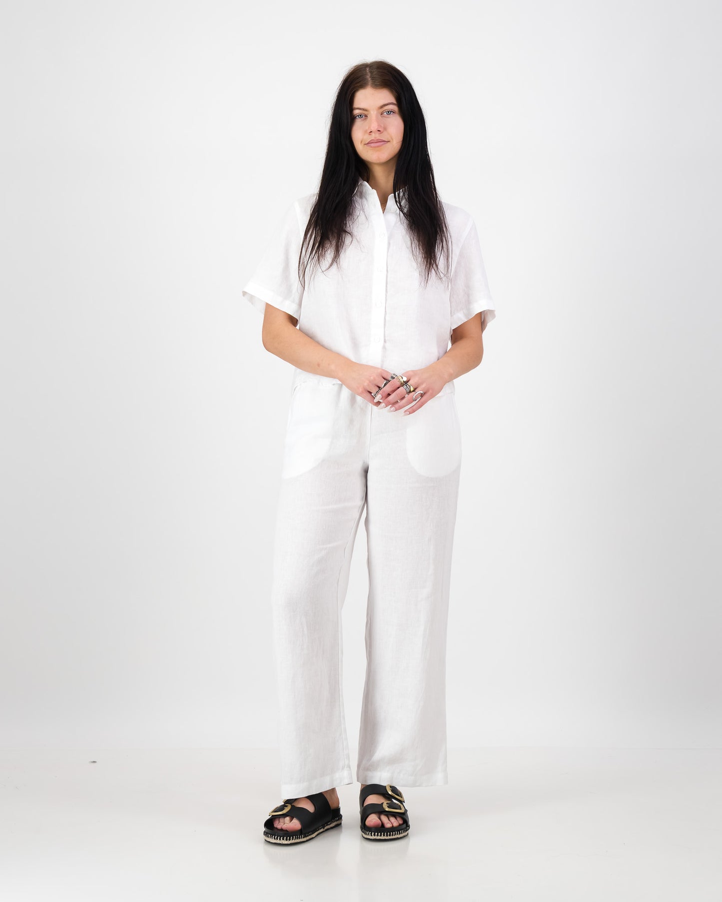Womens Linen Wide Leg Pant