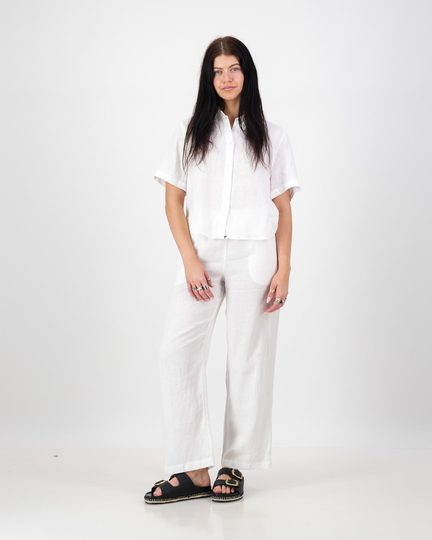 Womens Linen Wide Leg Pant