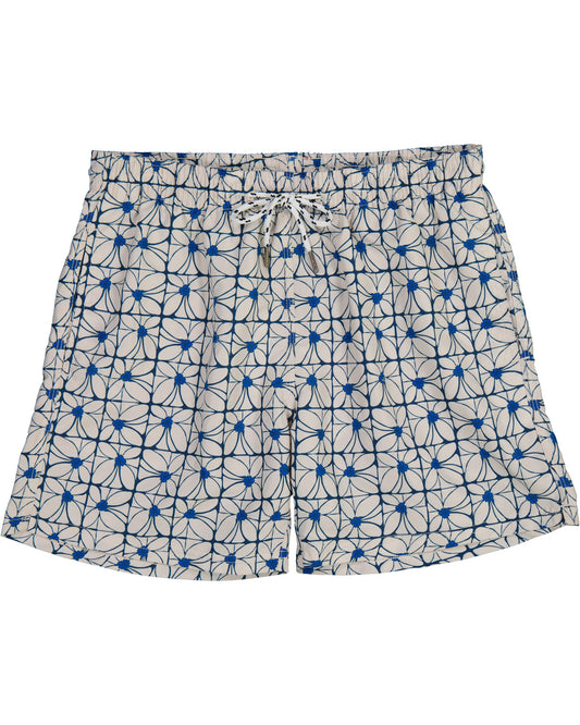 Flower Grid Stone Swim Shorts