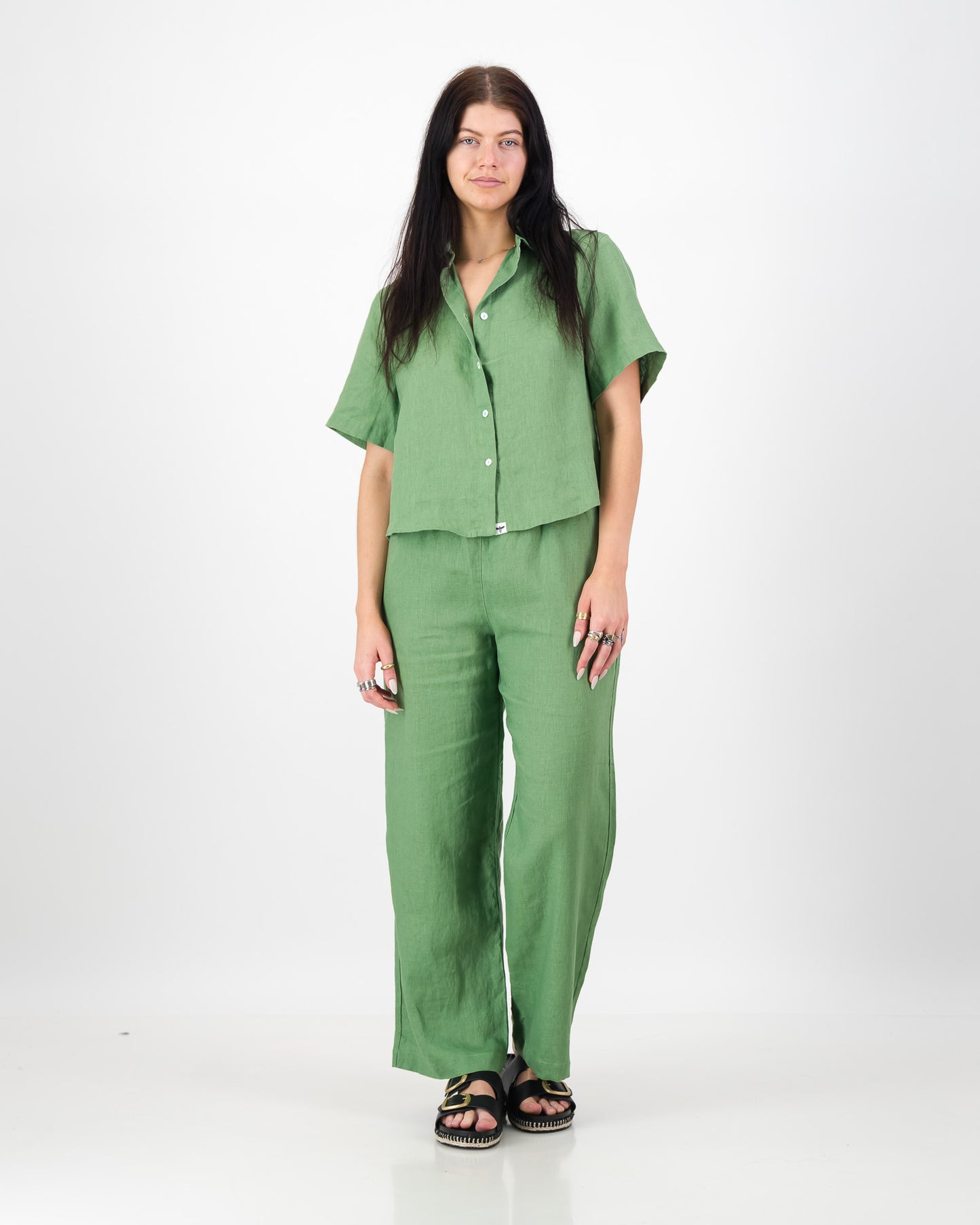 Womens Linen Cropped Shirt