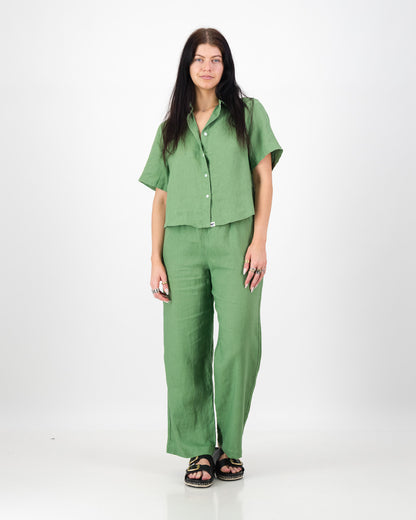 Womens Linen Cropped Shirt