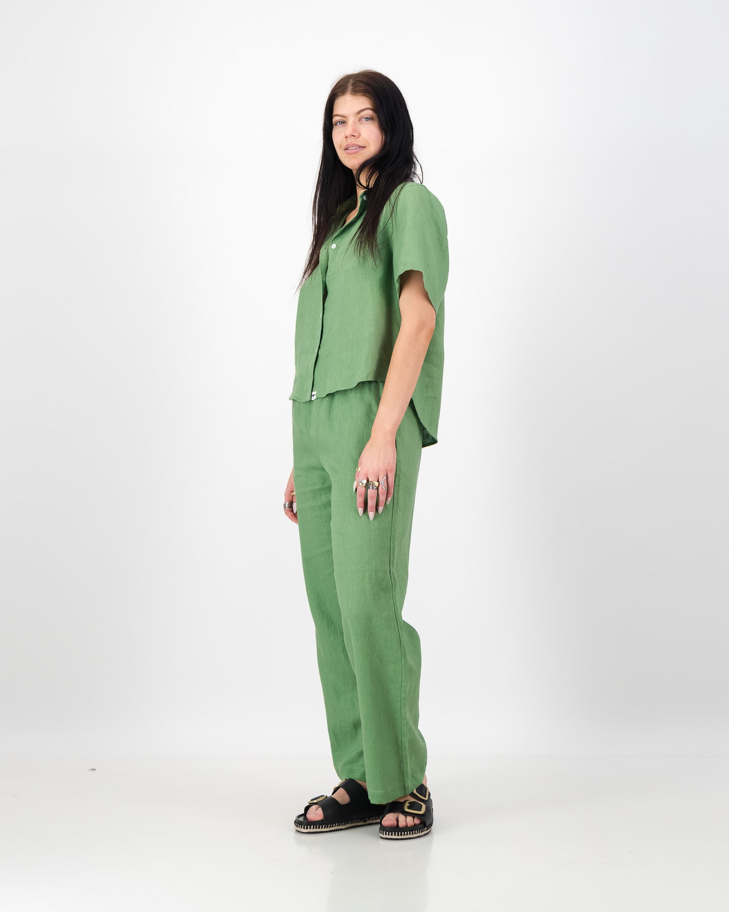 Womens Linen Wide Leg Pant