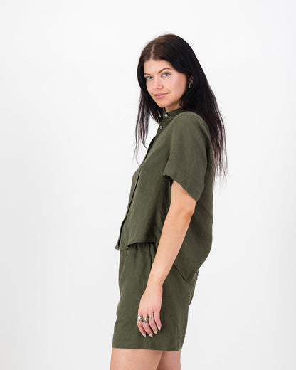 Womens Linen Resort Short