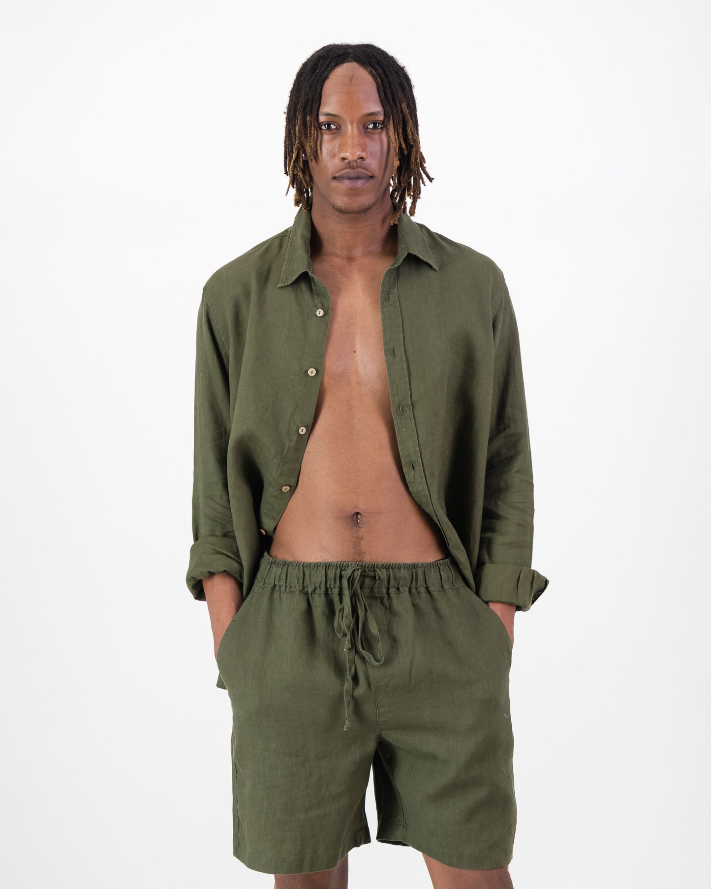 Mens Linen Drawstring Shorts