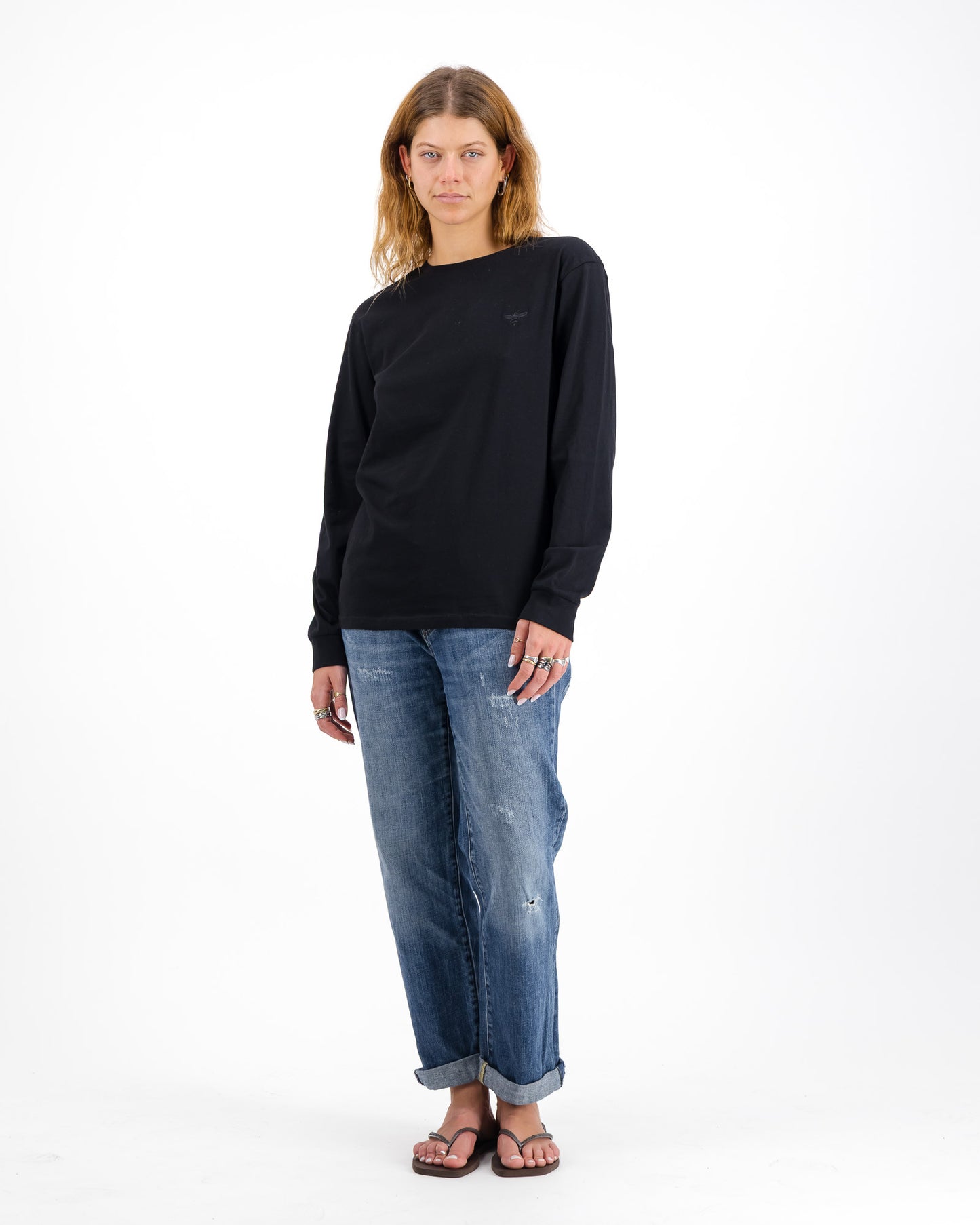 Embroidered Long Sleeve Bee Tee