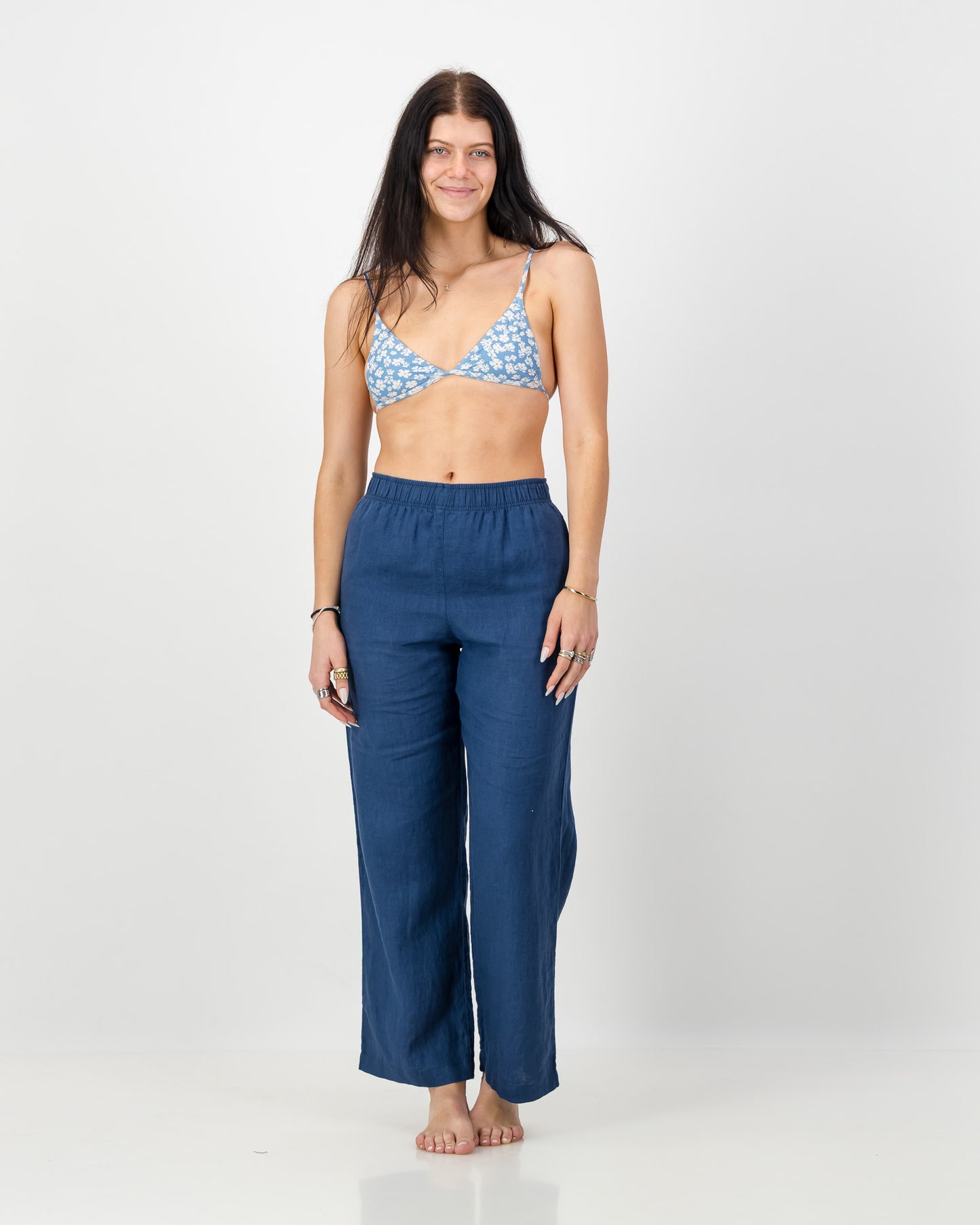 Womens Linen Wide Leg Pant