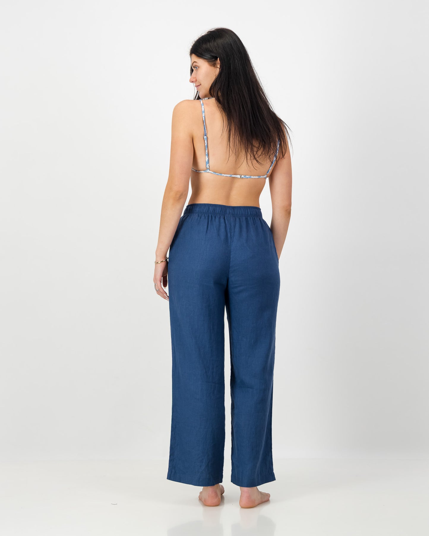 Womens Linen Wide Leg Pant